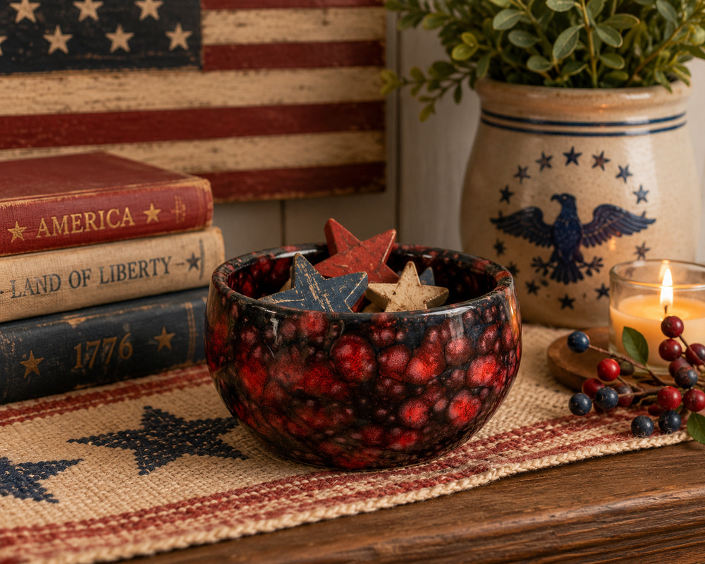 Studio Pottery Stoneware Bowl Primitive Black and Red 3.5" d 2.5" h Small